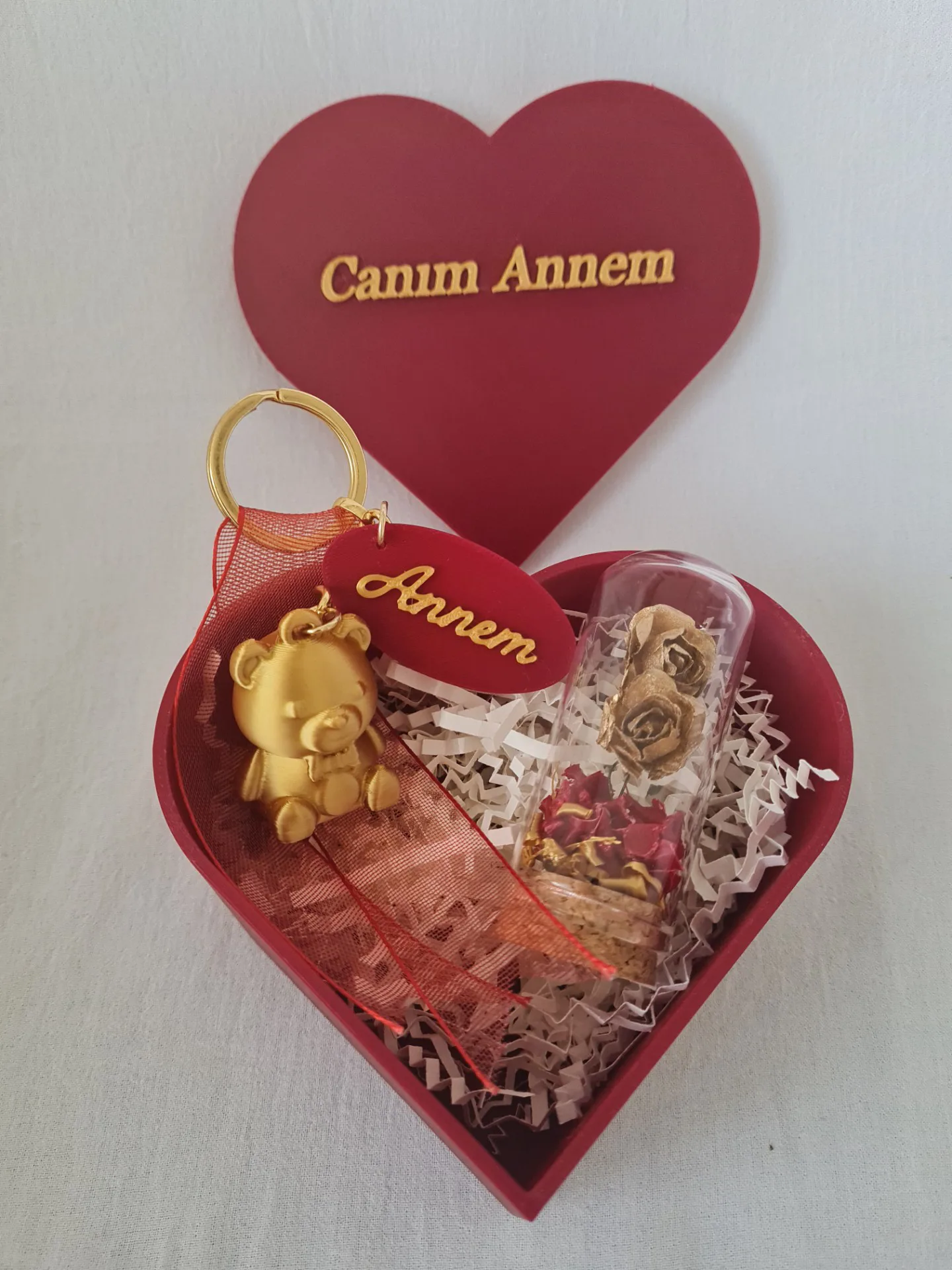 Anneler Günü Özel "Sevgi Kutusu & Mini Cam Fanus" - Kadife Bordo